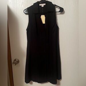 NWT Monteau Black Linen Blend Sleeveless Mini Dress Size Large